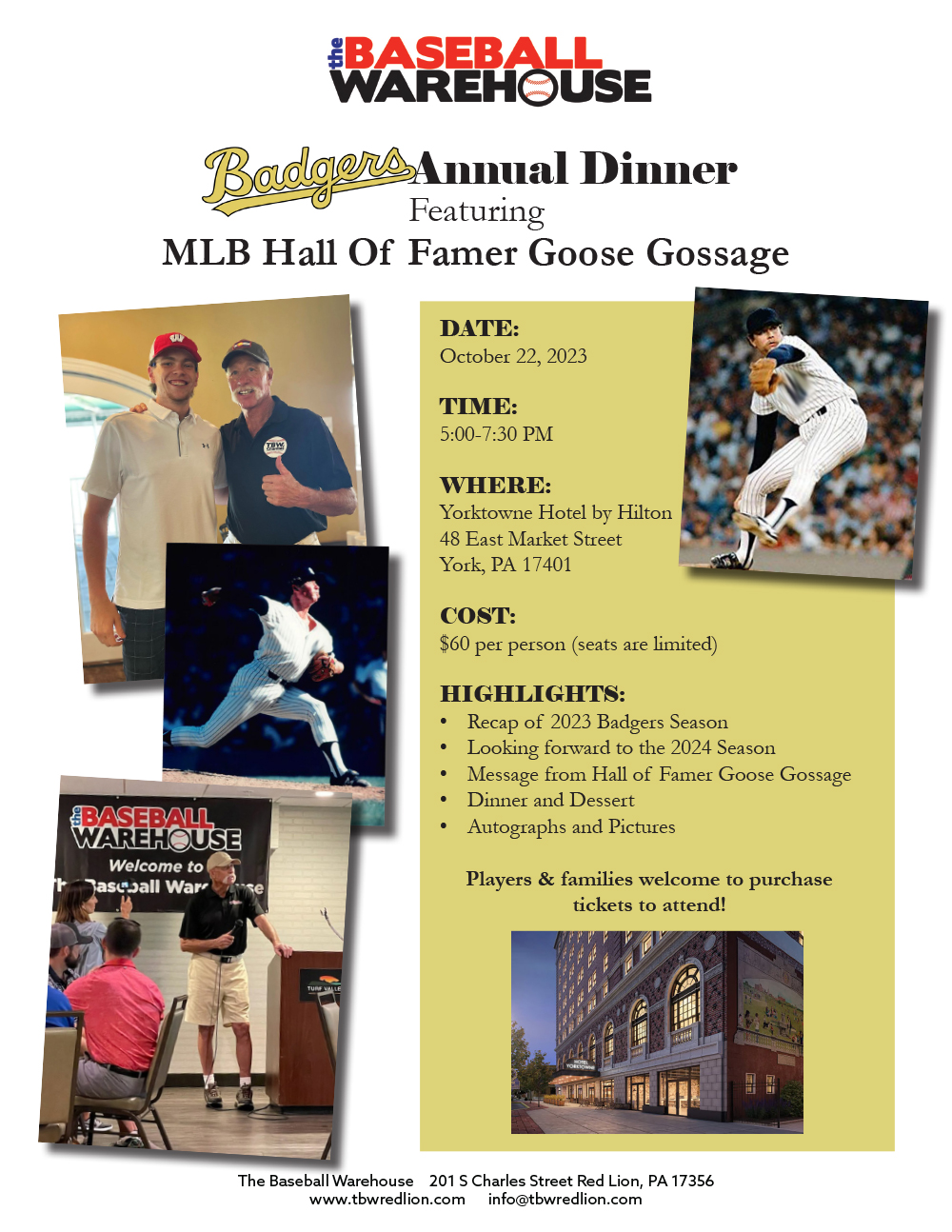 TBW Badgers End of Season Banquet with Goose Gossage